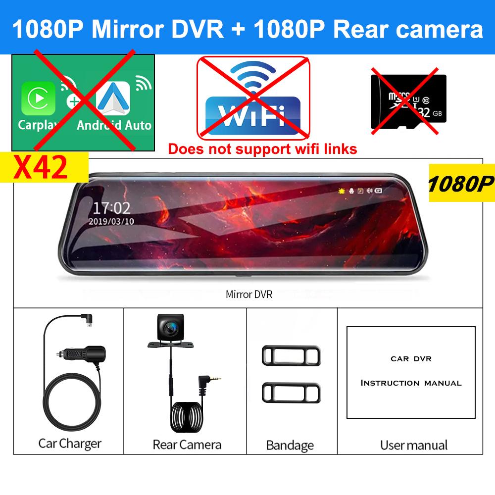 

12-дюймовый 4K автомобильный видеорегистратор Carplay Android-Auto Dash Cam Dual Lens Video Drive Recorder Stream Mirror Dashcam Camera FM 5G Wifi GPS Bluetooth