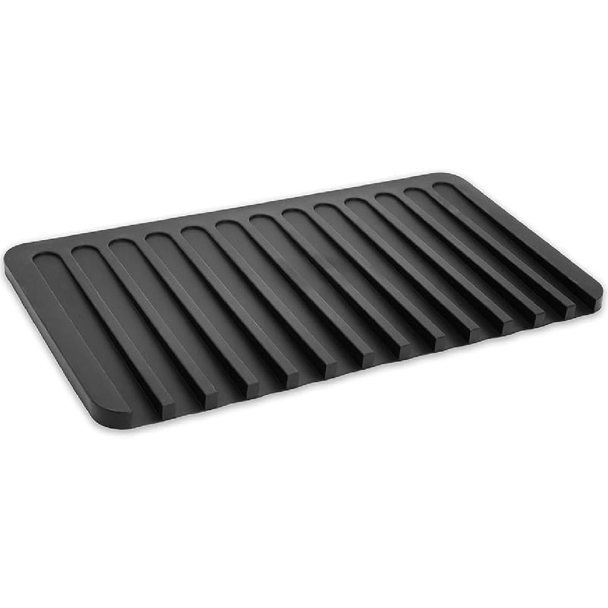 Talented Kitchen Self-Draining Silicone Dish Drying Mat - Slanted Drainboard - Compact Silicone Draining Mat for Narrow Counters - Odor-Resistant 15X8 Inch чёрный