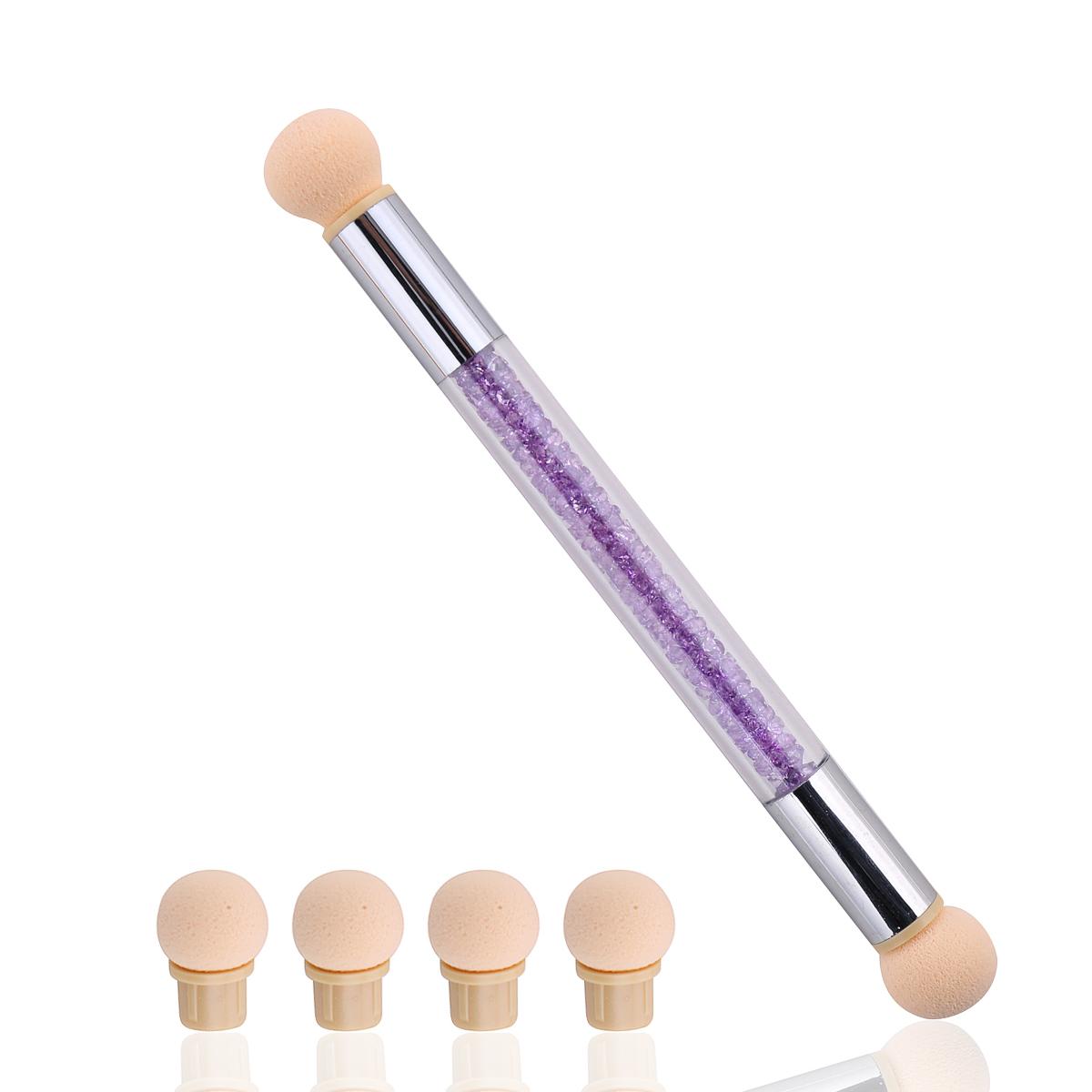 

Двусторонняя ручка для градиентной растушевки, точечная кисть, губка, ручка со стразами, кисть для дизайна ногтей, инструмент для рисования ногтей