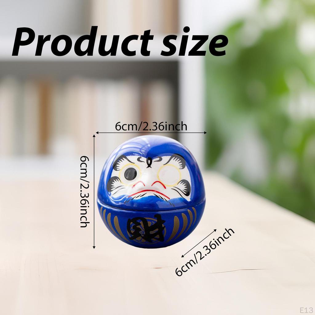 Kleine Keramik Daruma Puppe Japanische Kunst Skulptur Sammlerstück Tischmittelstück Dharma Dekoration