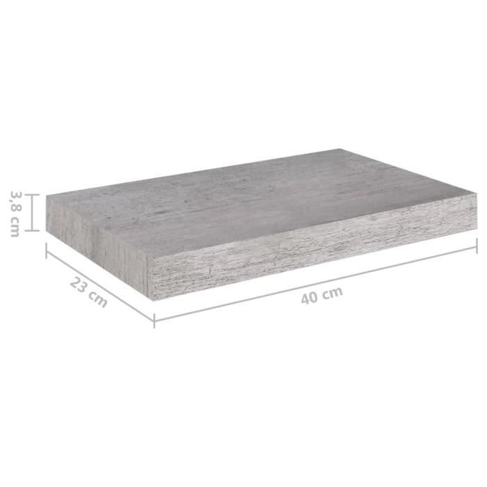 VidaXL Étagères murales flottantes 2 pcs Gris béton 40x23x3,8 cm MDF