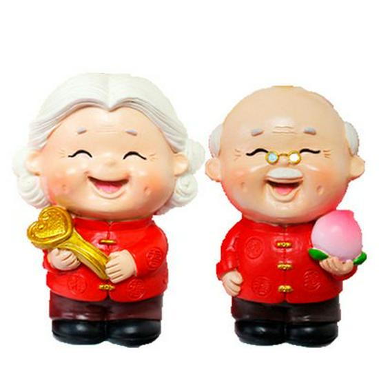 Plum Blossom Branch Longevity God & Goddess Cake Toppers for Birthday Celebration
