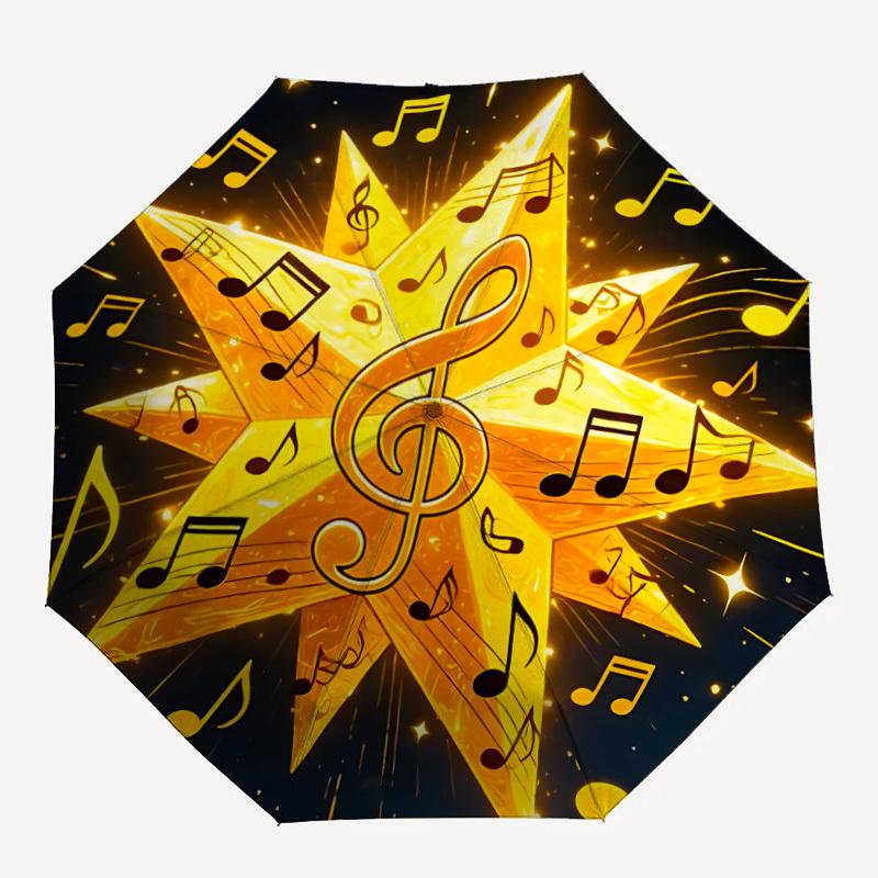 1pc Music Star Umbrella Portable Folding Umbrella Durable Iron Frame, Suitable for All Seasons Home Travel Outdoor Yy260319057