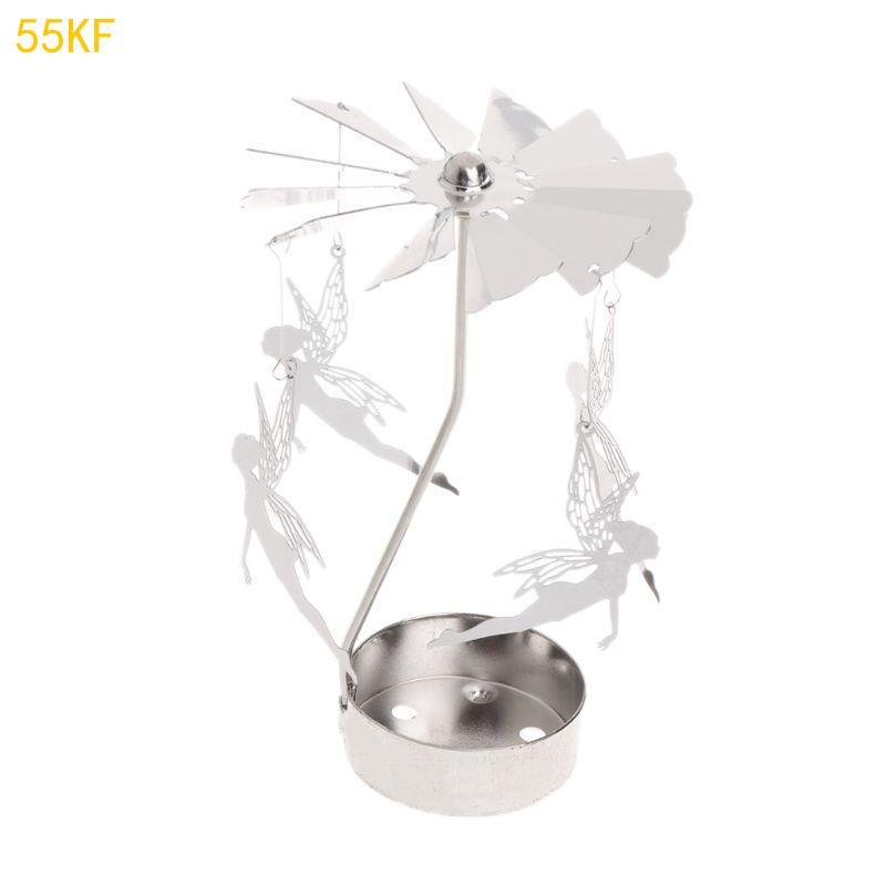 55KF Rotating Holder Rotary Tealight Holder Christmas Table Decoration Windmill Revolving Candlestick for Wedding Gift