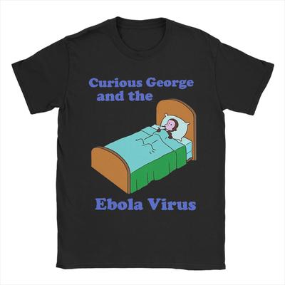 Printed Curious George Ebola T Shirt Unisex Round Neck Short Sleeve Tops Shirts  Cotton Summer Top Tee