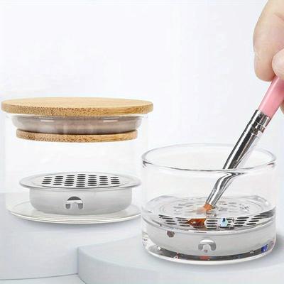Kristall Glas Pulver Flüssigkeit Blending Waschen Stift Nagel Tasse Flüssigkeit Blending Kristall Tasse Nagel Werkzeuge Mit Abdeckung Edelstahl Mesh