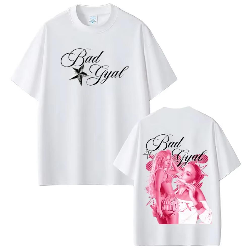 Singer Bad Gyal Tour Fashion Print T-shirts Men Women Harajuku T-shirt Summer Short-sleeved Casual Aesthetic Trendy T-shirt