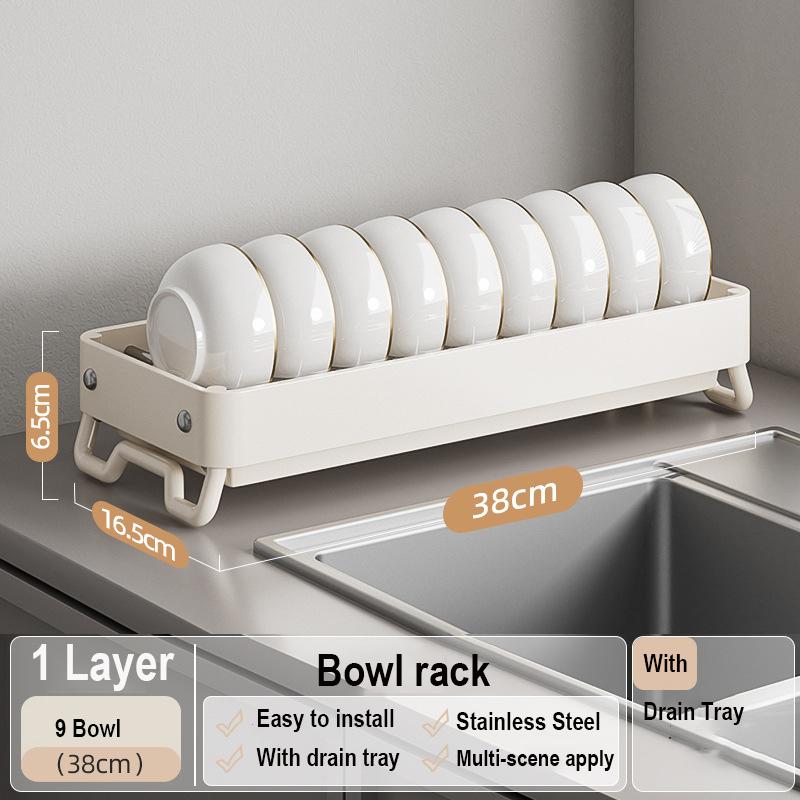 

Dish Drying Rack Stainless Steel Bowl Holder Household Kitchen Over Sink Drainer Draining Rack Coutertop Plate Chopstick Storage