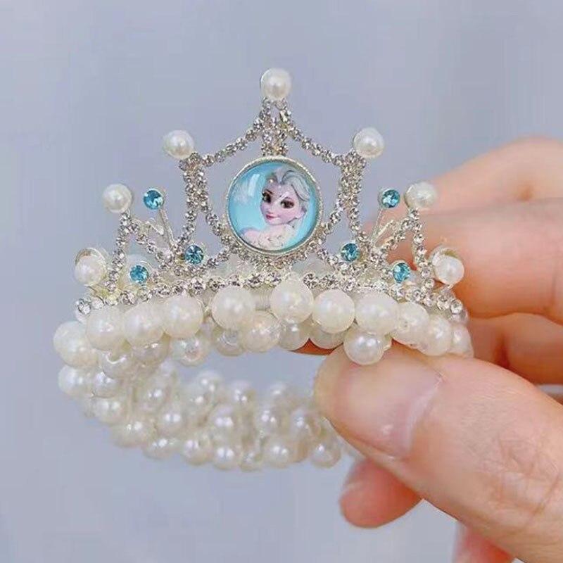 1 Uds nueva moda corona de perlas princesa niños lindas bandas elásticas para el cabello lazos para el cabello para niñas accesorios para el cabello para niñas sombreros de bebé