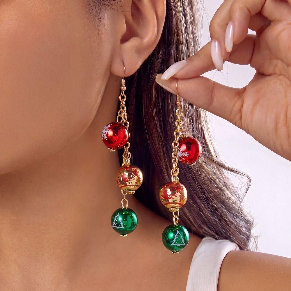 Rhinestone Christmas Earrings Dripping Oil Christmas Jewelry Sweet Xmas Drop Dangle Stud Party