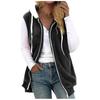 Warm Plush Vest Jacket Womens Fashion Sleeveless Hooded Zipper Pocket Solid Color Loose
