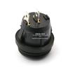 Black Round Rocker Switch with Waterproof Cover, 2-Pin, 2-Position, KCD1, Rated at 6A 250V/10A 125V.