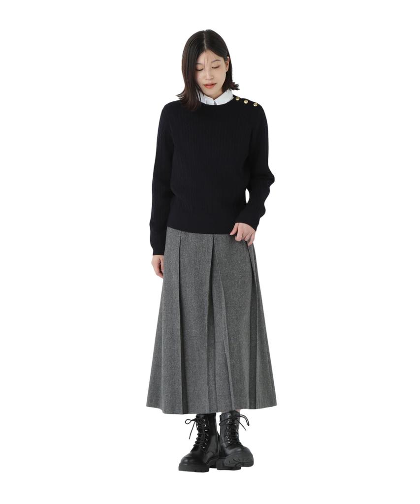Human Woman Pleated Skirt S (Herringbone Tweed) / Women's / 077-5220100 021_Charcoal