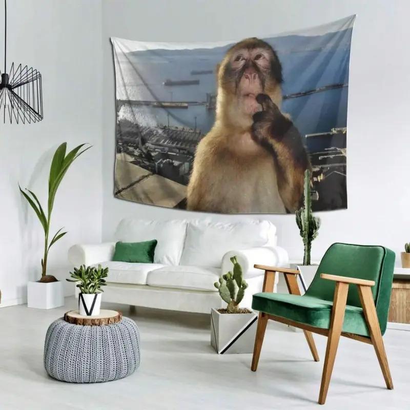 Zen Monkey Tapestry, Lotus-Seated Meditation Primate Wall Hanging Ideal for meditation corners, yoga studios, and altars