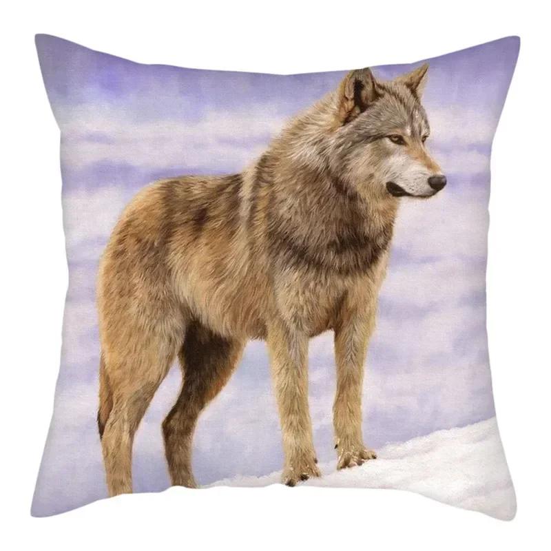 Wilder Wolf-Foto-Kissenbezug, wilder Tier-Kissenbezug, bedruckter Überwurf-Kissenbezug, neu für Zuhause, Sofa, dekoratives Kissen