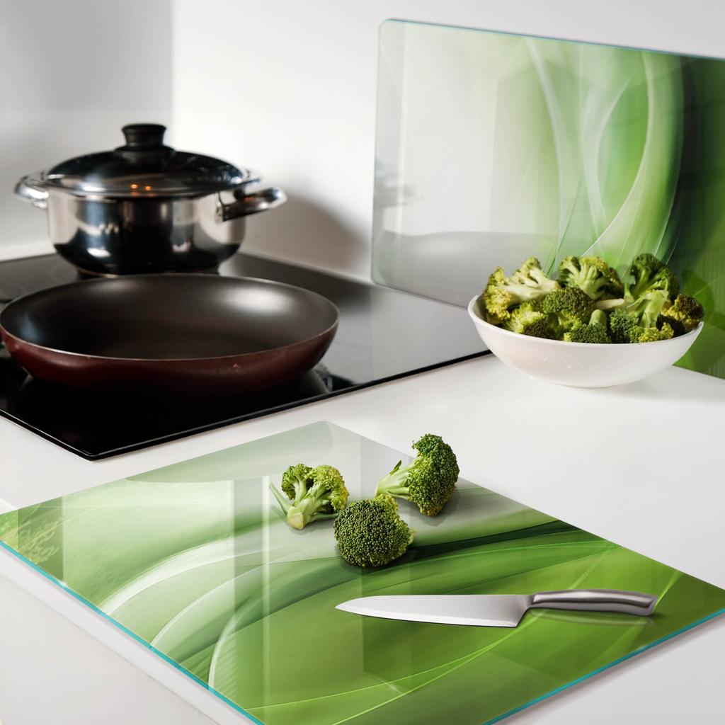 Decorative Glass Kitchen Chopping Boards Green Waves 2x40x52 cm