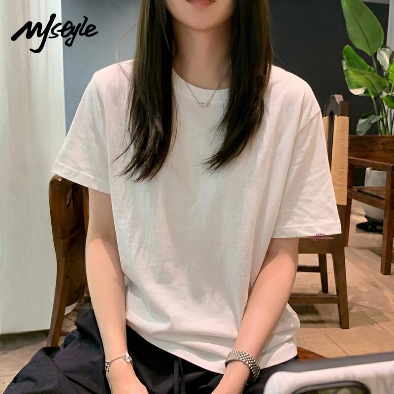 MJ STYLE Women s Pure Cotton Round Neck T-shirt M