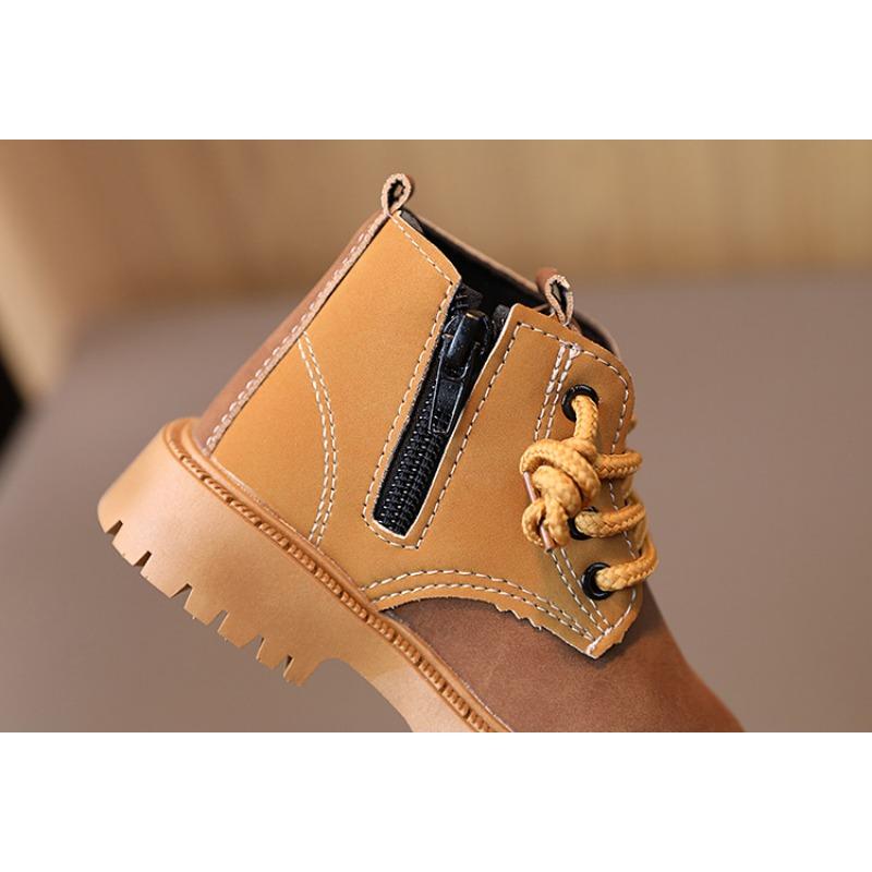 Children's Martin Boots, Girls' Leather Boots, Autumn and Winter Styles, Boys' Short Boots, Autumn Mid To High Top Single Boots