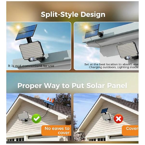 Solar Lights Outdoor 234LED 3 Modes Motion Sensor Flood Lights with Remote IP65 Waterproof Security Solar Lights for Outside