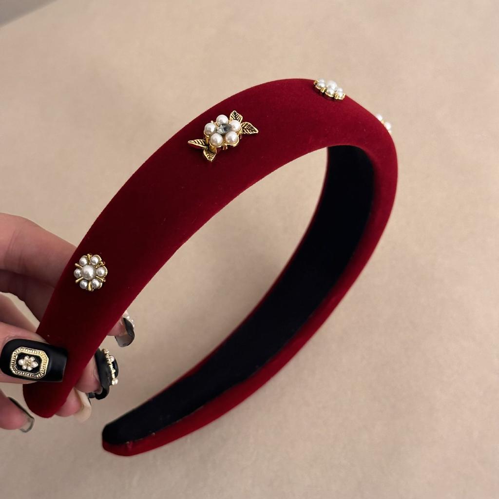 French Style Handmade Butterfly Wool Waves Hairband Fairy Cute Simple Temperament Exquisite Pearls Hair Accessories New