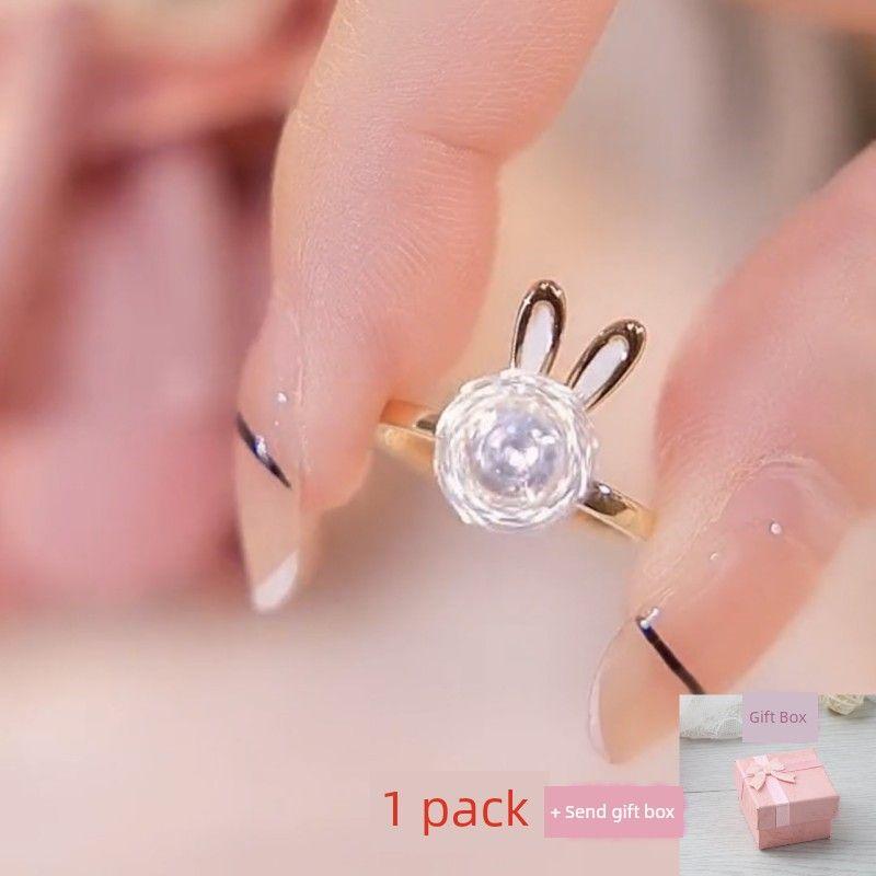 

Jewelry Kids Rabbit Cute Baby Girl Ring Gold Adjustable opening