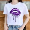 Summer Sexy Lip Print Short Sleeve Tshirt Womens Fashion Graphic Top High Street Slim Fit Modal Fabric