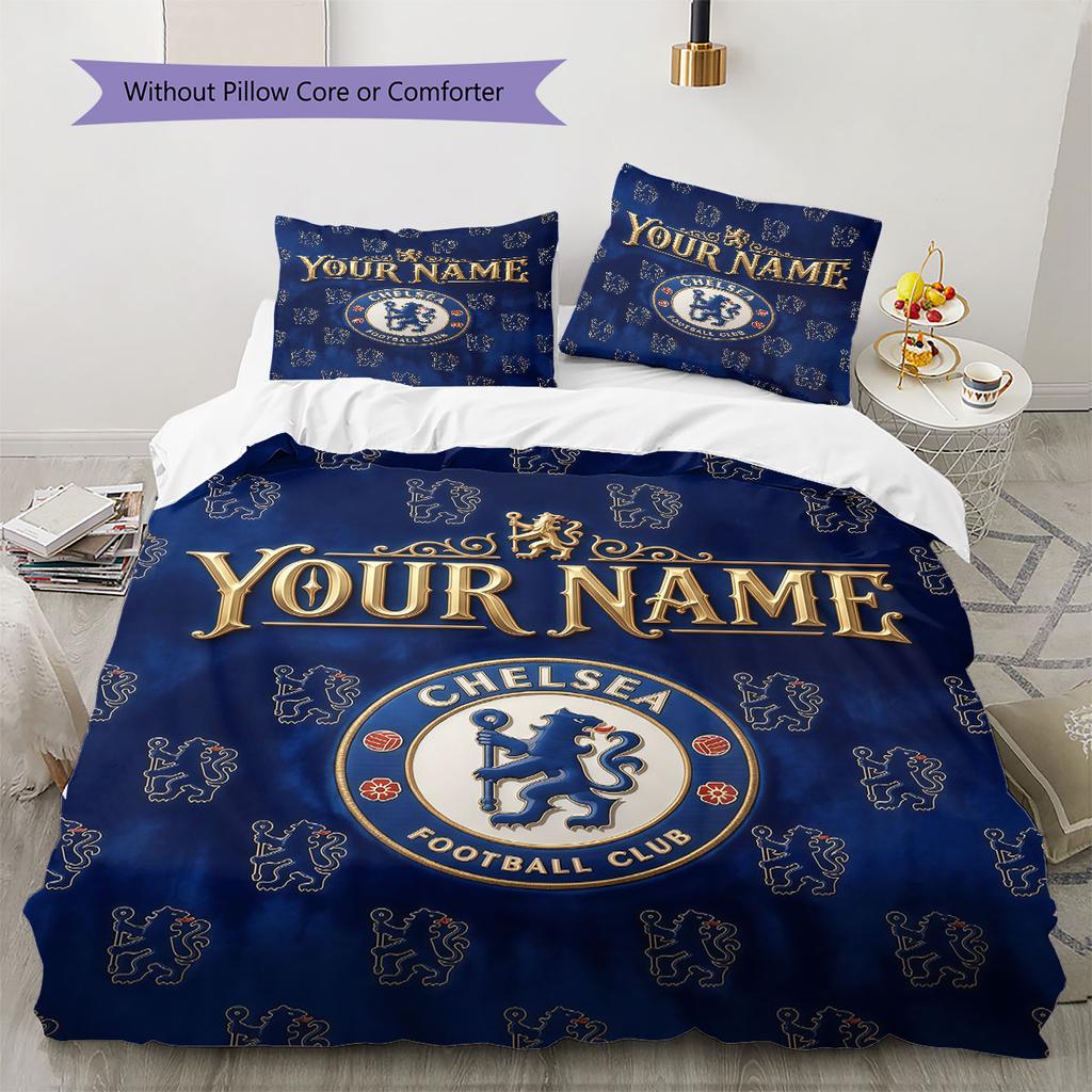 Custom Name,London Blues Chelsea Pattern Bedding Home Decoration Birthday Gift ( 1 Duvet Cover + 2 Pillowcase, Without Core),fan Merchandise.
