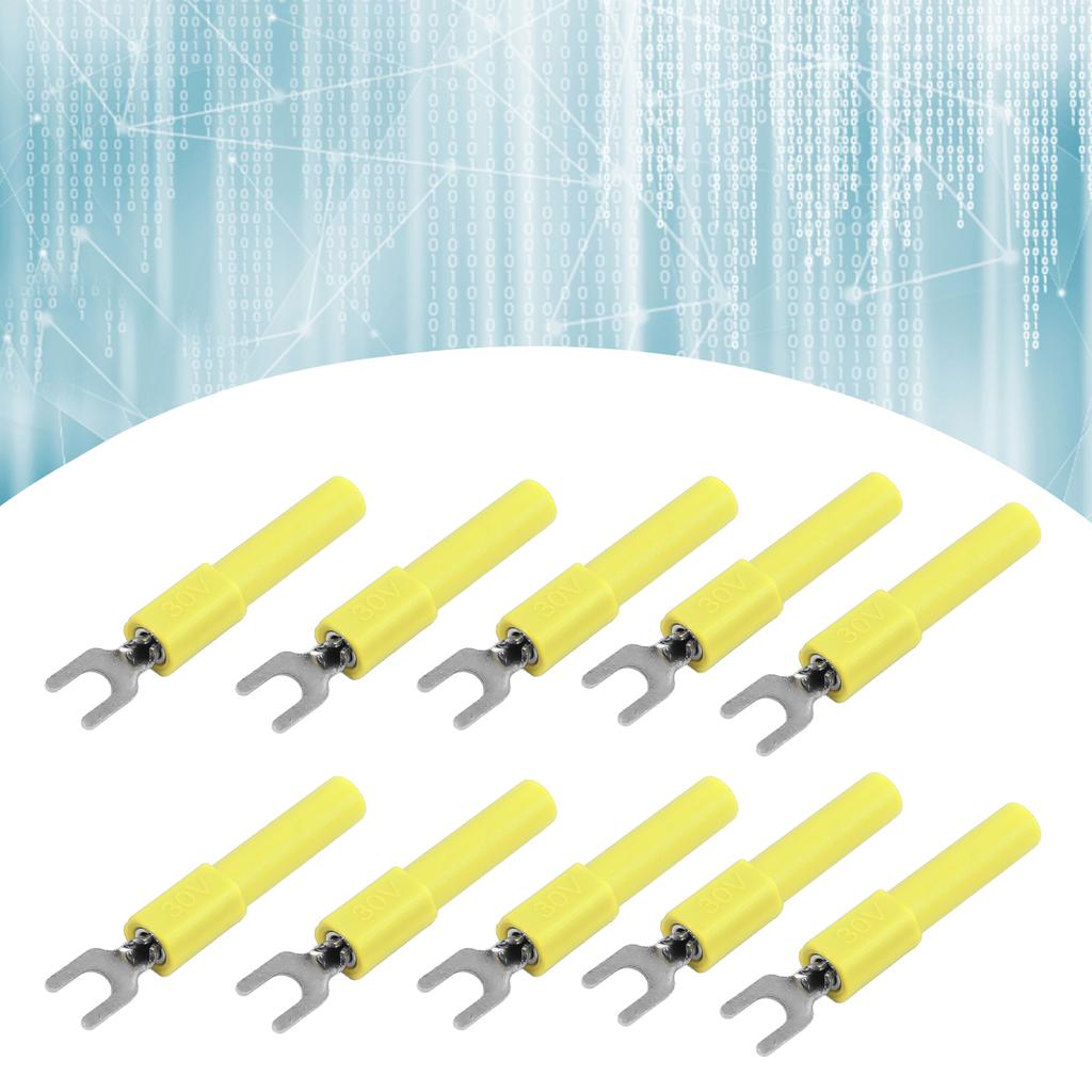10pcs 4mm Fork Spade Wire Connectors U Type Electrical Crimp Terminal for Testing Multimeter