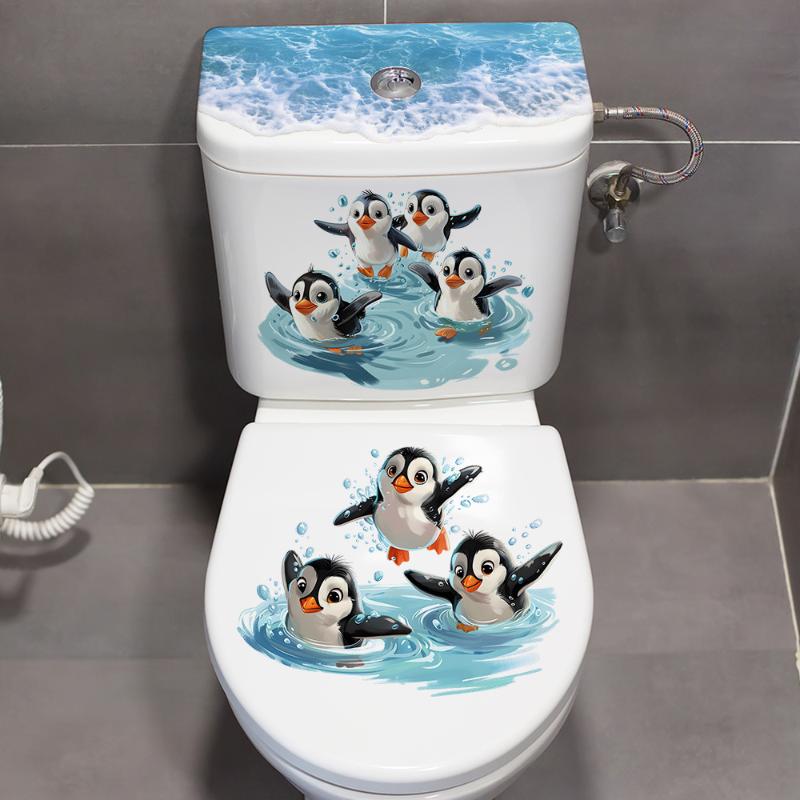 [CL]Cartoon Playing Water Duck Toilet Sticker Self-Adhesive Beautify Home Bathroom Decoration[CL]