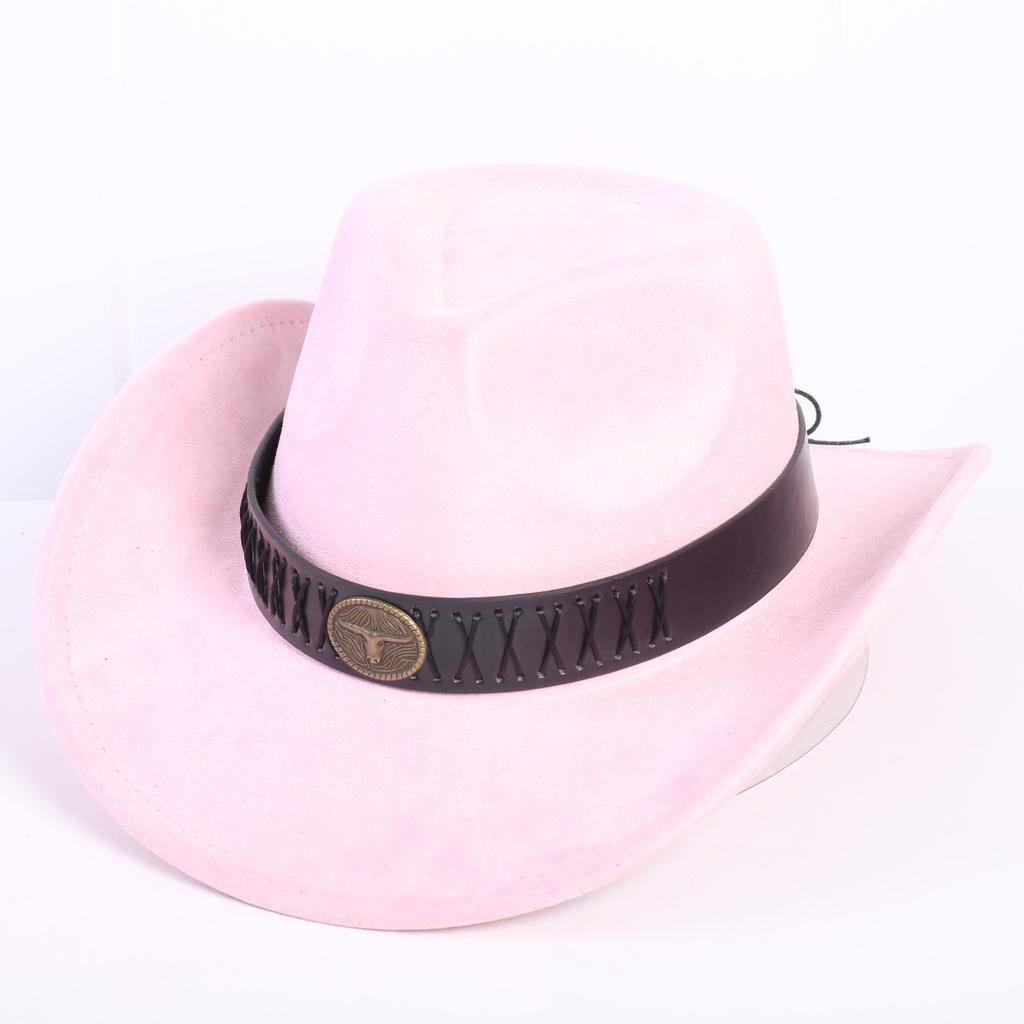 Popular European and American Classic Suede Western Cowboy Hat Men's and Women's Fashion LO Style Peach Heart Cowboy Hat