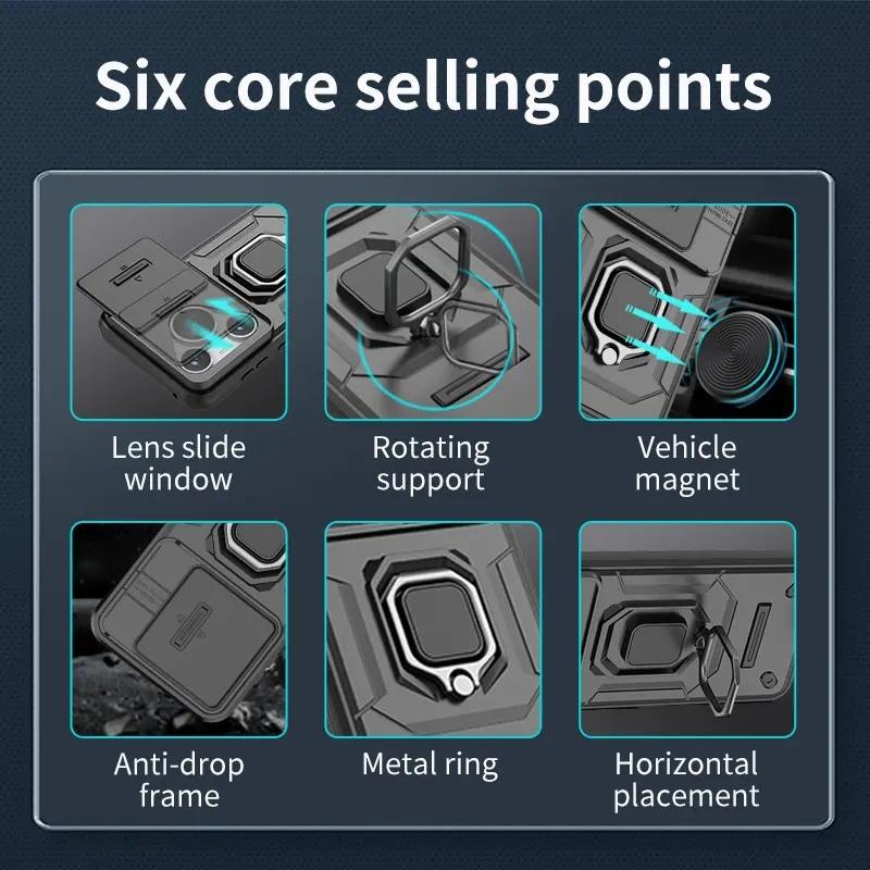 Lens Camera Armor Phone Cases For Huawei Pura 70 Ultra Pura70 Pro+ Slide For Mate 60 Mate 70Pro Shockproof Back Cover