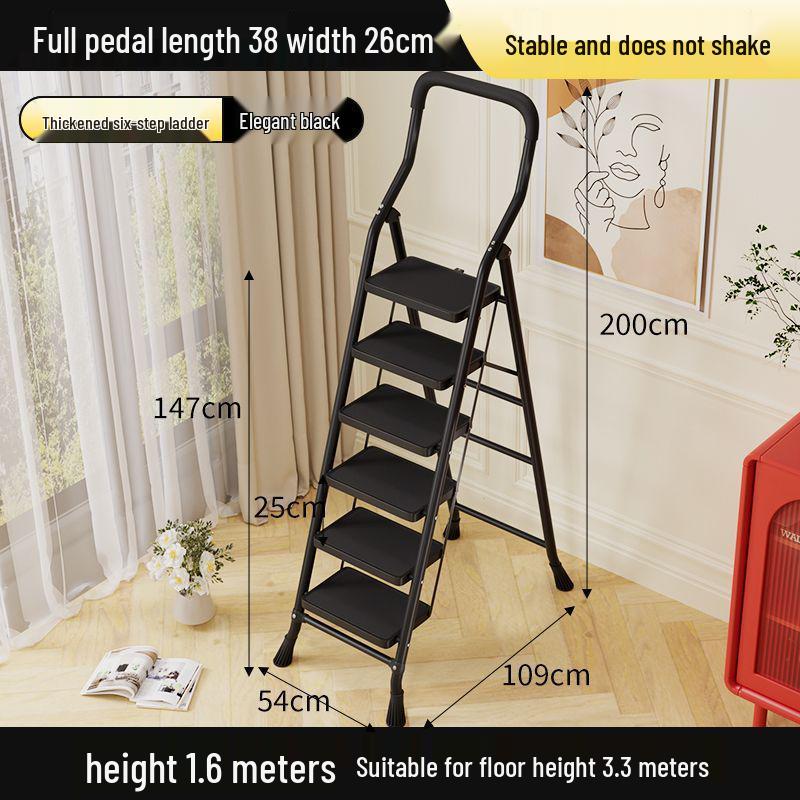 Multi-functional Indoor Folding Ladder with Handrails and Widened Pedals - Four to Five Steps for Home and Dorm Use