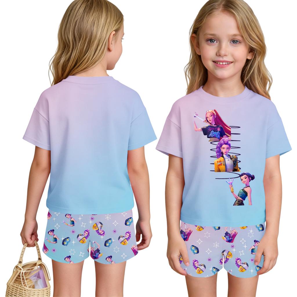 Children's Casual Short Sleeve And Shorts Letter Print Set