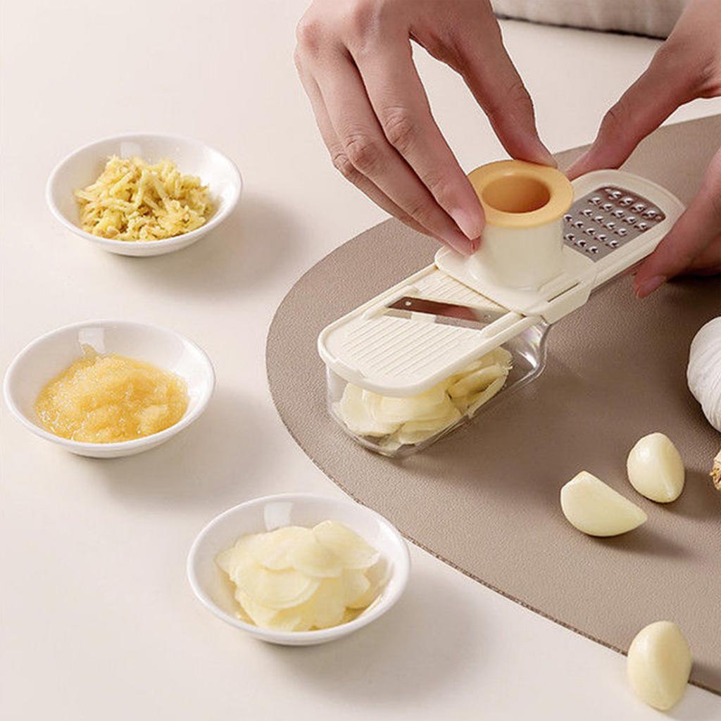 3-in-1 Multifunctional Garlic Mincer Tool Manual Garlic Ginger Grinder Kitchen Tool for Slicing Chopping and Grinding Garlic