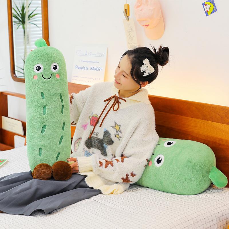 Creative cucumber throw pillow plush toy doll cloth doll sleeping bed long throw pillow for girls girlfriend gift