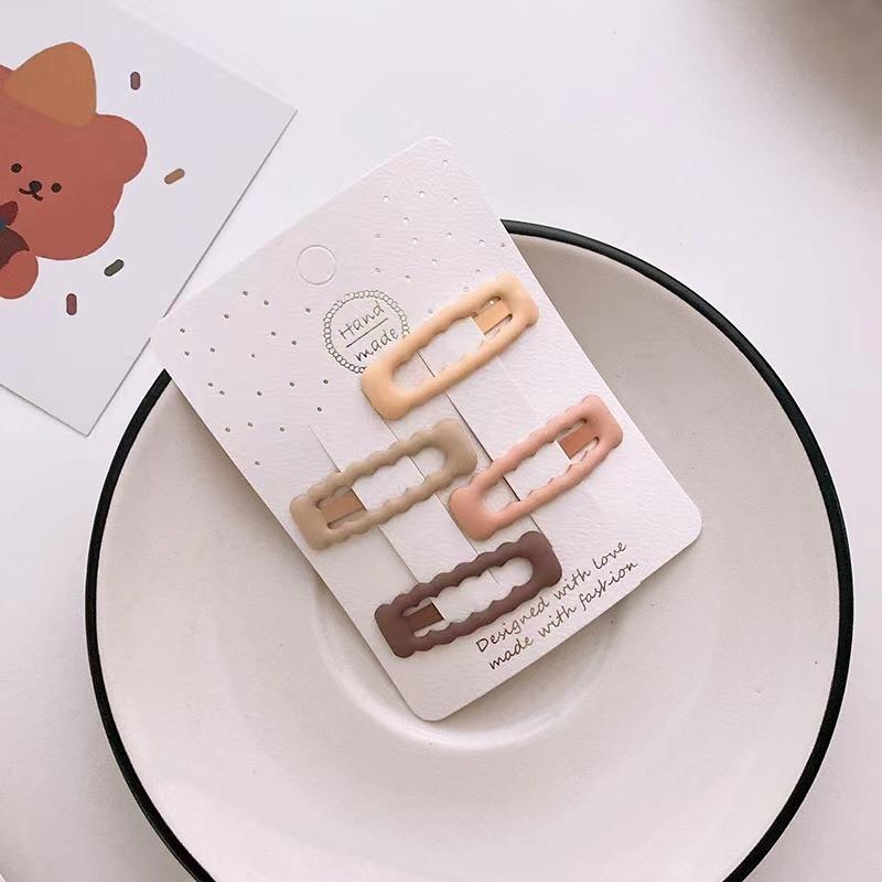 4 sztuk/worek nowy beżowy Barrettes dla dzieci dziewczyna moda piękny herbata mleczna kolor spinka do włosów dla dzieci dziewczyna prezent akcesoria do włosów