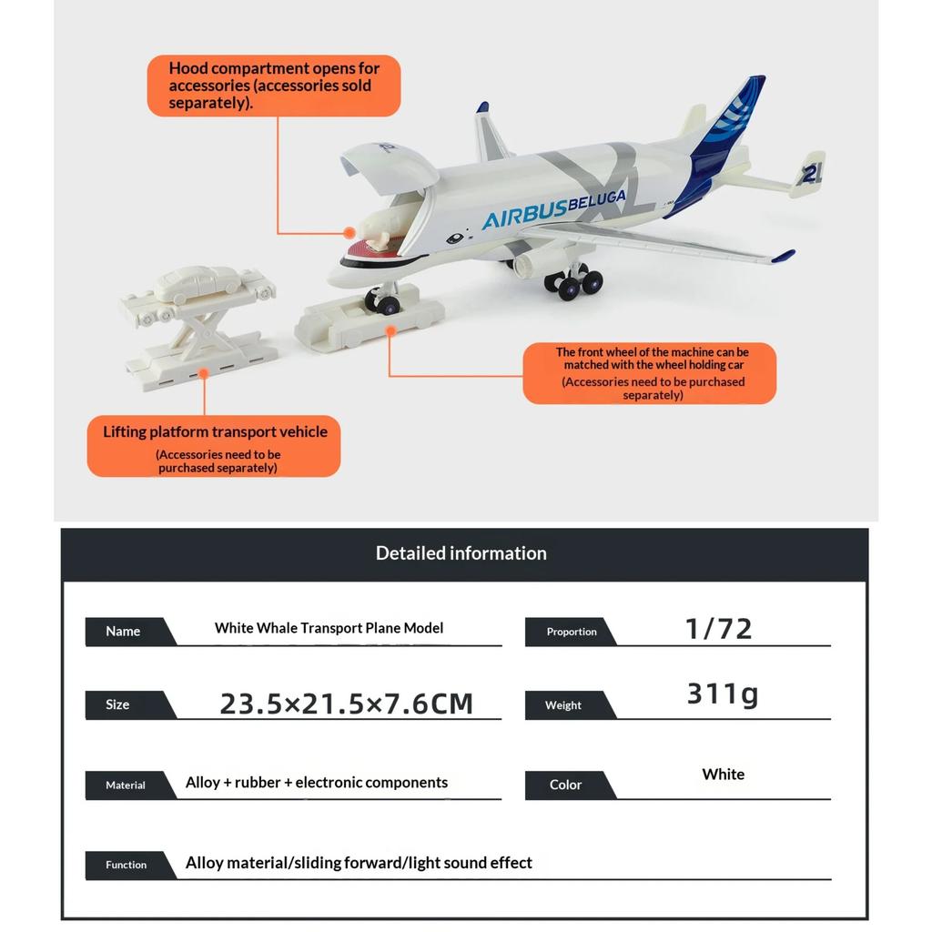 1/72 Beluga Aircraft Model Super Heavy Transport Aircraft Simulation Airbus A330-600ST Birthday Gift Collection Ornaments