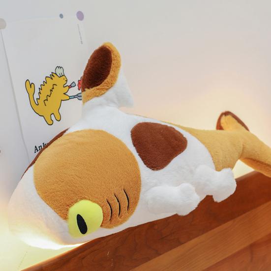 Hai-Katze Puppe Plüschtier 70cm Hai-Katze Kombiniert Stofftier Multifunktionale Schlafkissen Weich Stressabbau Geschenk für Frauen Kinder