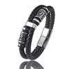 Combination Symbol Accessories Stainless Steel Men's Leather Bracelet Double Weave Suitable for Handsome Boys Birthday Gifts