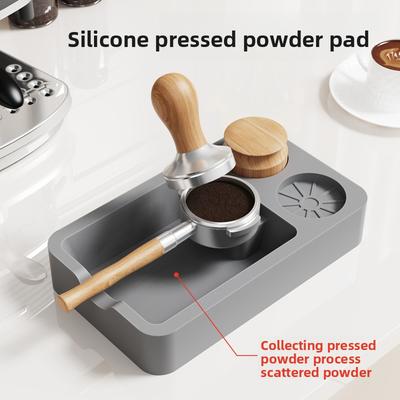 Silicone Coffee Tamper Mat - Machine Compatible Tamping Pad with Knock Box for Espresso Tool Kit and Countertop Protection
