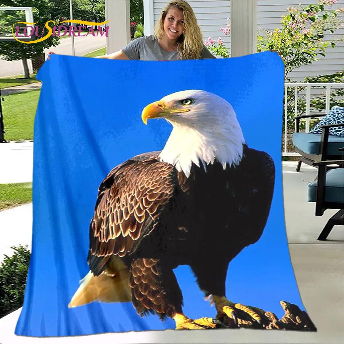 3D America Bald Eagle Carving Blanket,Flannel Blanket Throw Blanket,Sherpa Warm Blanket for Living Room Bedroom Beds Sofa Yoga 75x90cm