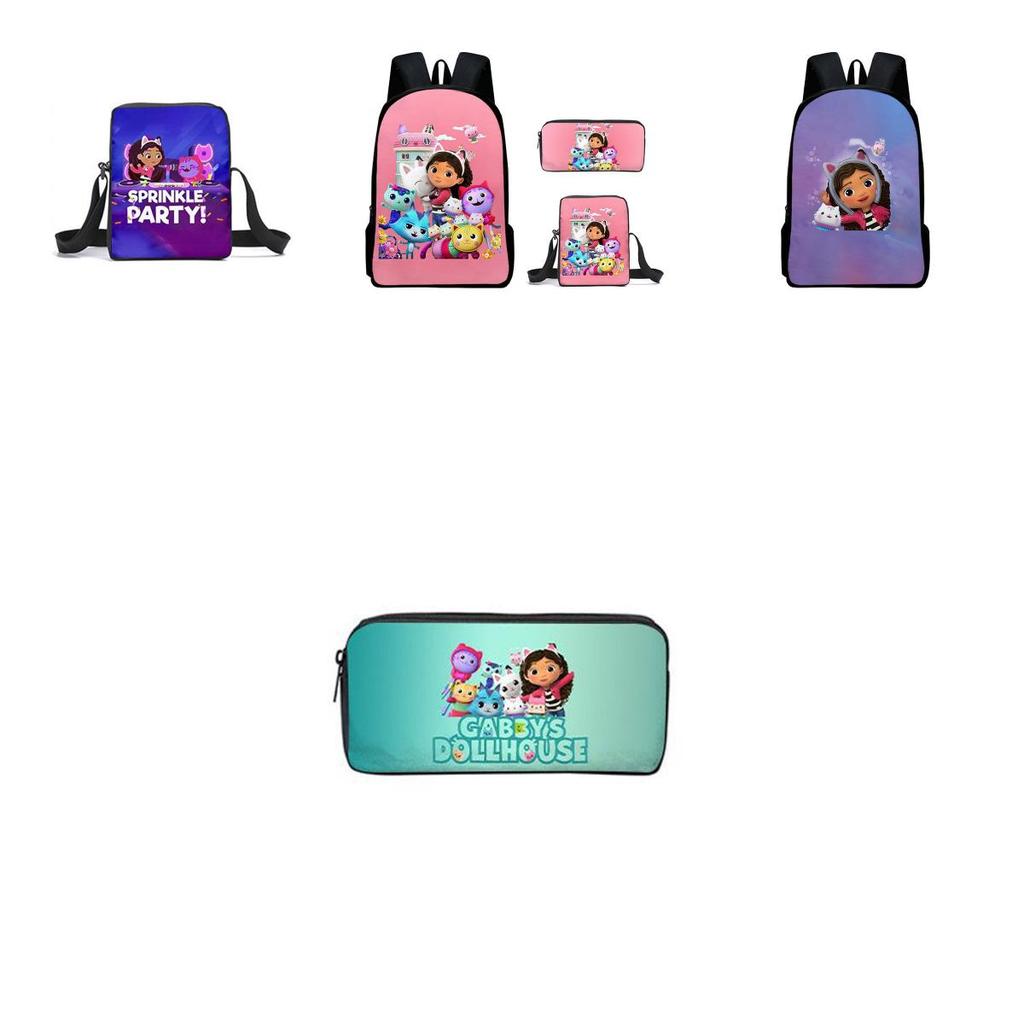 Gabby's Dollhouse Backpack Featuring Stylish Cartoon Design And Adjustable Shoulder Straps For Students