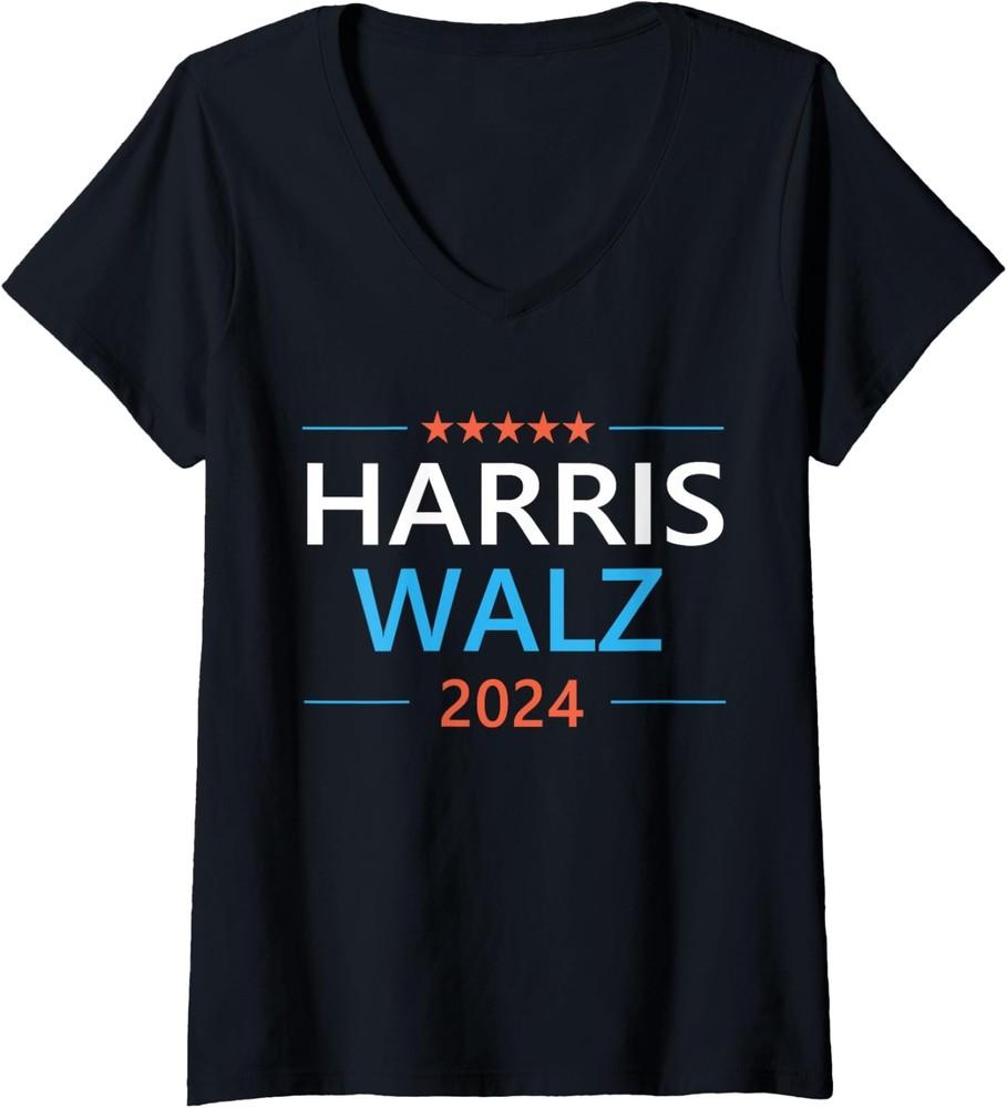 Harris Walz 2024 For President Patriotic Kamala Ladies' V-Neck Tshirt Unisex T-Shirt