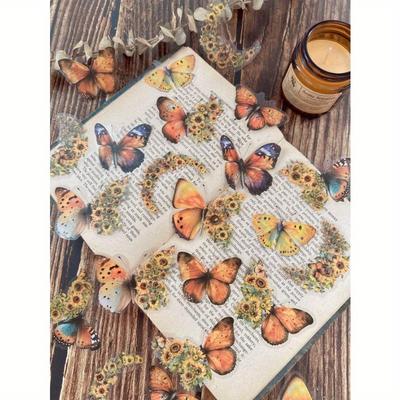 1pack/30pcs Butterfly, Moon & Floral Collage Waterproof Stickers For Diy Notebook Decoration, Scrapbooking, Photo Album Back To School
