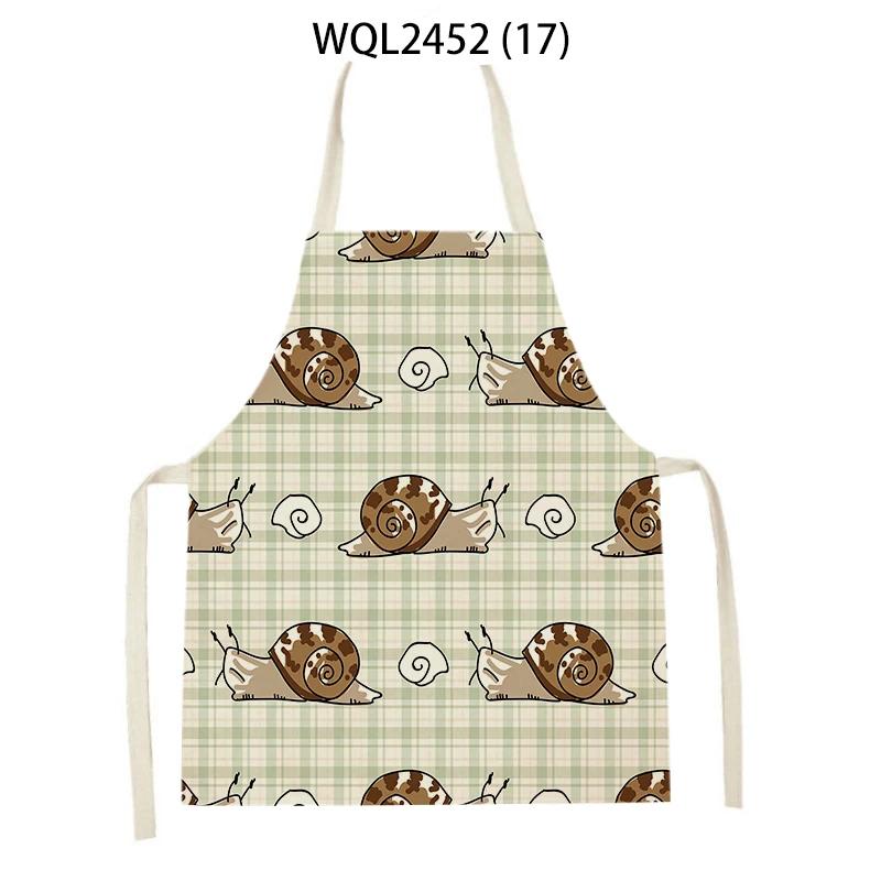 Animal Snail Rabbit Printing Apron Adult Kids Sleeveless Kitchen Apron Linen Cooking Baking Accessories Apron Cleaning Tool