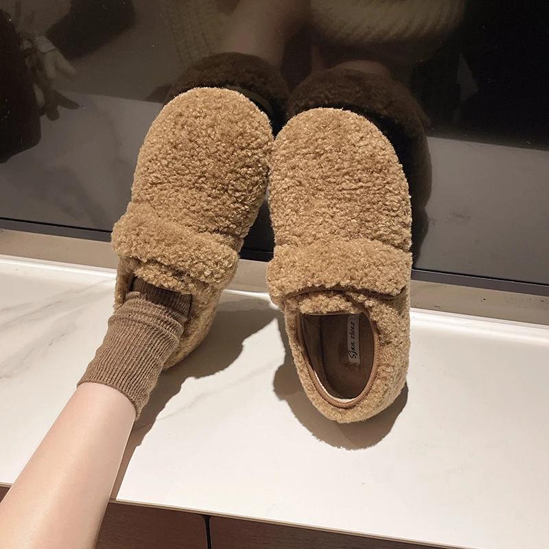 Fashion Women's Flat Shoes Winter New Round Head Deep Mouth Suede Soft Sole Anti-slip Wear-resistant Cotton Shoes