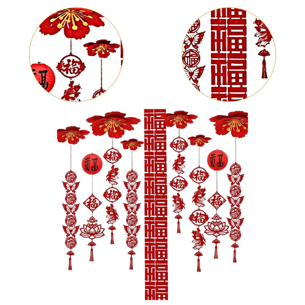 Elegant Felt Red Lucky Horse Tassel Pendant Ceiling Decoration Ornament for Lunar New Year Party Celebration