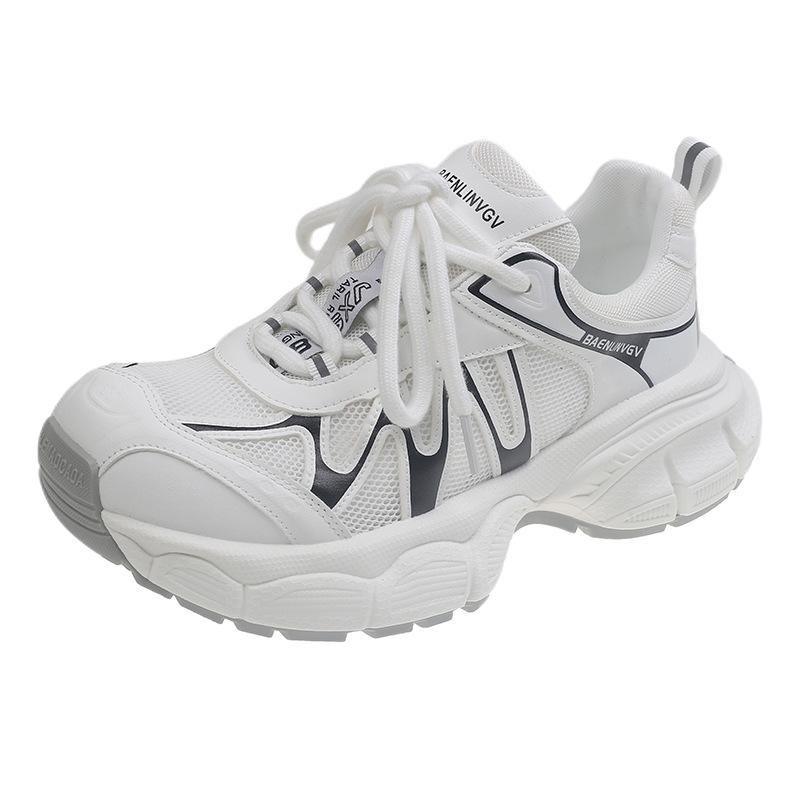 2025 summer color matching mesh breathable thick sole heightening dad shoes versatile niche lightweight casual sports shoes ins
