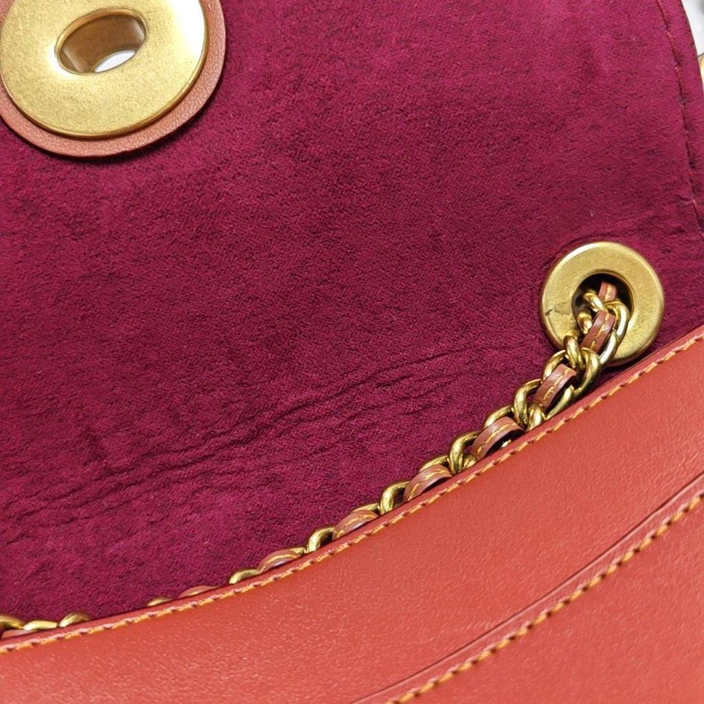 [Gebraucht] Parker 18 Nieten Kamelienblüten-Ketten-Klappen-Umhängetasche Beschichtetes Canvas und Kalbsleder Crossbody-Tasche Klein - Sehr Gut #JWTC6