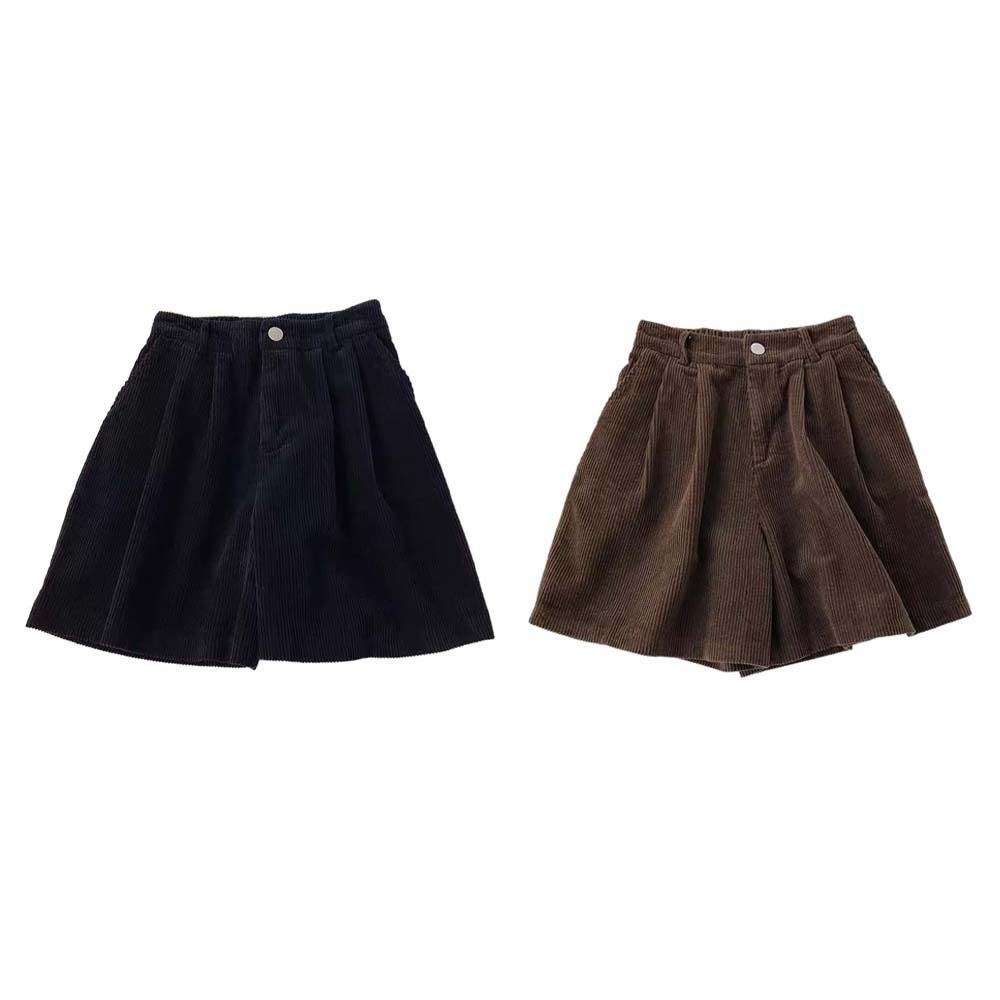 Elastic Women Corduroy Shorts High Waist Loose Streetwear Casual Wide Leg Short Pants  Girl